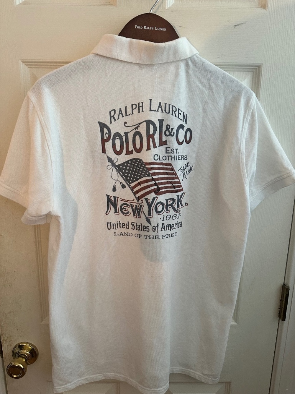 Polo Ralph Lauren L White SS Graphics Both Sides EUC